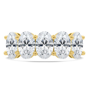 Oval Diamond Shared-Prong Five-Stone Anniversary Wedding Band Ring in Yellow Gold (MDR260056)