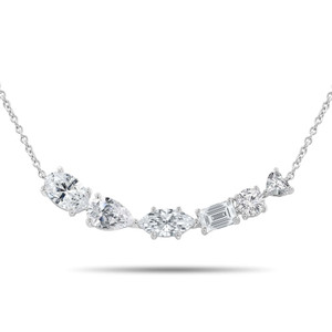 Multi-Shaped Diamond 6 Shaped Necklace in White Gold with Jump Loops (MDR260065)