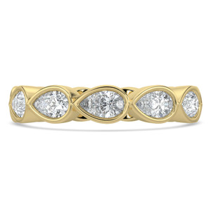Full Eternity Pear Diamond Anniversary Wedding Band Ring in Yellow Gold (MVSAR1046-Y)