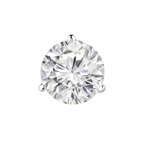 Round Diamond 3-Prong Single Mens Martini Stud Earring in White Gold with Screwback (MVSE3004-W)