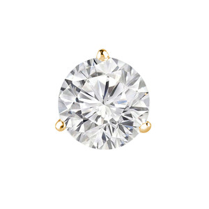 Round Diamond 3-Prong Single Mens Martini Stud Earring in Yellow Gold with Screwback (MVSE3004-Y)