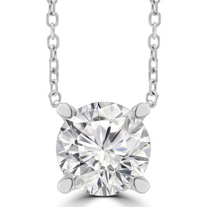Round Diamond Solitaire Necklace Pendant in White Gold (MVSN2002-W)
