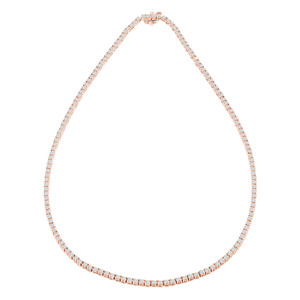 Round Diamond 4-Prong Tennis Necklace in Rose Gold (MVSTN001-R)