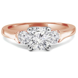 Round Diamond Three-Stone Engagement Ring in Rose Gold (MVSX1004-R)