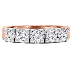 Round Diamond Five-Stone Anniversary Wedding Band Ring in Rose Gold (MVSX1005-R)