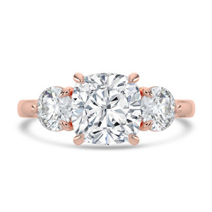 Cushion Diamond Cathedral Three-Stone Engagement Ring in Rose Gold (MVSX1041-R)