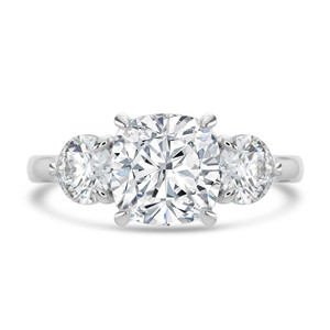 Cushion Diamond Cathedral Three-Stone Engagement Ring in White Gold (MVSX1041-W)