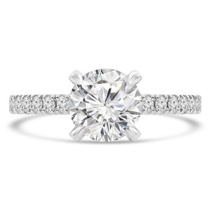 Round Diamond Solitaire with Accents Engagement Ring in White Gold
