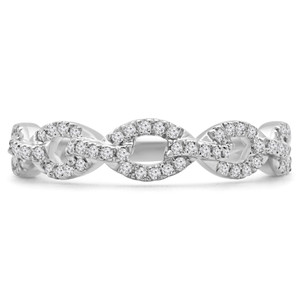 Round Diamond Link Semi-Eternity Wedding Band Ring in White Gold (MDR180043)