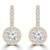 Round Diamond Halo Drop/Dangle Earrings in Yellow Gold (MD220350)