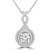 Round Diamond Double Halo Pendant Necklace in White Gold (MD220410)