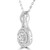 Round Diamond Double Halo Pendant Necklace in White Gold (MD220410)
