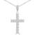Round Diamond Cross Symbolic Pendant Necklace in White Gold (MD250373)