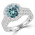 Round Blue Diamond Two-row Halo Engagement Ring in White Gold (MD210392)