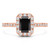 Emerald Black Diamond Tapered Emerald Halo Engagement Ring in Rose Gold with Accents (MD220105) Emerald Black Diamond Tapered Emerald Halo Engagement Ring in Rose Gold with Accents (MD220105)