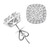 Round Diamond Cushion Halo Cluster Stud Earrings in White Gold (MD190296)