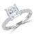 Cushion Diamond Solitaire with Accents Engagement Ring in White Gold (MD240125)