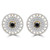 Round Black Diamond 6-Prong Double Floral Halo Stud Earrings in Yellow Gold (MD230171)