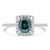 Cushion Blue Diamond Radiant Halo Engagement Ring in White Gold with Accents (MD230125)
