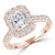 Cushion Diamond Cathedral Emerald Halo Engagement Ring in Rose Gold with Accents (MD220110) Cushion Diamond Cathedral Emerald Halo Engagement Ring in Rose Gold with Accents (MD220110)