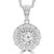 Round Diamond Floral Halo Pendant Necklace in White Gold (MD190519)