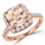 Cushion Pink Morganite & Round Diamond Cushion Halo Cocktail Engagement Ring in Rose Gold (MD190569) Cushion Pink Morganite & Round Diamond Cushion Halo Cocktail Engagement Ring in Rose Gold (MD190569)