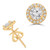 Round Diamond 3-Prong Halo Stud Earrings in Yellow Gold (MD250374)