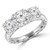 Round Lab Created Diamond  Vintage Double-prong Three-Stone Engagement Ring in White Gold *Size 4 Only* (MD250230)