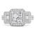Radiant Diamond Halo Three-Stone Engagement Ring in White Gold (MD180570)