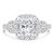 Cushion Diamond Vintage Three-Stone Halo Engagement Ring in White Gold with Accents (MD230129) Cushion Diamond Vintage Three-Stone Halo Engagement Ring in White Gold with Accents (MD230129)