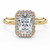 Radiant Diamond rollover Emerald Halo Engagement Ring in Yellow Gold with Accented Bridge & Basket (MVSLG1613-Y)
