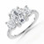 Oval Diamond Three-Stone Engagement Ring in White Gold with Accents (MVSX1053-W)