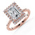 Emerald Diamond 4-Prong Open Bridge Halo Engagement Ring in Rose Gold (MVSLG1592-R)
