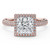 Princess Diamond 4-Prong 3-Row Pave Rollover Halo Engagement Ring in Rose Gold with Hidden Accents (MVSLG1582-R) Princess Diamond 4-Prong 3-Row Pave Rollover Halo Engagement Ring in Rose Gold with Hidden Accents (MVSLG1582-R)