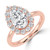Pear Diamond 3-Prong Open Bridge Halo Engagement Ring in Rose Gold (MVSLG1569-R) Pear Diamond 3-Prong Open Bridge Halo Engagement Ring in Rose Gold (MVSLG1569-R)