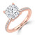 Cushion Diamond 4-Prong Solitaire with Accents Engagement Ring in Rose Gold with Hidden Accents (MVSLG1547-R)