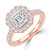 Radiant Diamond 4-Prong Cathedral Halo Engagement Ring in Rose Gold (MVSLG1534-R)