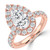 Pear Diamond 3-Prong Open Bridge Halo Engagement Ring in Rose Gold (MVSLG1532-R) Pear Diamond 3-Prong Open Bridge Halo Engagement Ring in Rose Gold (MVSLG1532-R)