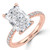 Radiant Diamond 4-Prong Hidden Halo Solitaire with Accents Engagement Ring in Rose Gold (MVSLG1510-R)
