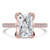 Radiant Diamond Cathedral Solitaire with Accents Engagement Ring in Rose Gold with Pave Diamond Bridge and Prongs (MVSLG1495-R)