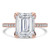 Emerald Diamond Cathedral Solitaire with Accents Engagement Ring in Rose Gold with Pave Diamond Bridge and Prongs (MVSLG1491-R) Emerald Diamond Cathedral Solitaire with Accents Engagement Ring in Rose Gold with Pave Diamond Bridge and Prongs (MVSLG1491-R)