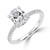 Cushion Diamond Hidden Halo Solitaire with Accents Engagement Ring in White Gold (MVSLG1460-W)