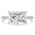 Radiant Diamond Horizontally Set Solitaire with Accents Engagement Ring in White Gold (MVSLG1440-W)