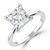 Princess Diamond Open Bridge Hidden Halo Solitaire with Accents Engagement Ring in White Gold (MVSLG1348-W)