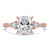 Cushion Diamond Tapered Cathedral Open Bridge Three-Stone Engagement Ring in Rose Gold (MVSX1050-R)