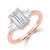 Emerald Diamond Open Bridge Three-Stone Engagement Ring in Rose Gold (MVSLG1318-R)
