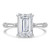 Emerald Diamond Double Prong Hidden Halo Solitaire with Accents Engagement Ring in White Gold (MVSLG1616-W)