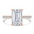 Emerald Diamond Cathedral Tapered Pave Solitaire with Accents Engagement Ring in Rose Gold (MVSLG1618-R)