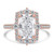 Radiant Diamond Floral Halo Cathedral with Accented Bridge and Basket Halo Engagement Ring in Rose Gold (MVSLG1660-R)