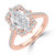 Radiant Diamond Floral Halo Cathedral with Accented Bridge and Basket Halo Engagement Ring in Rose Gold (MVSLG1660-R)